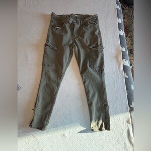 Levi’s 711 Skinny Cargo Jeans Olive Green Ankle Zip Size 30 y2k
